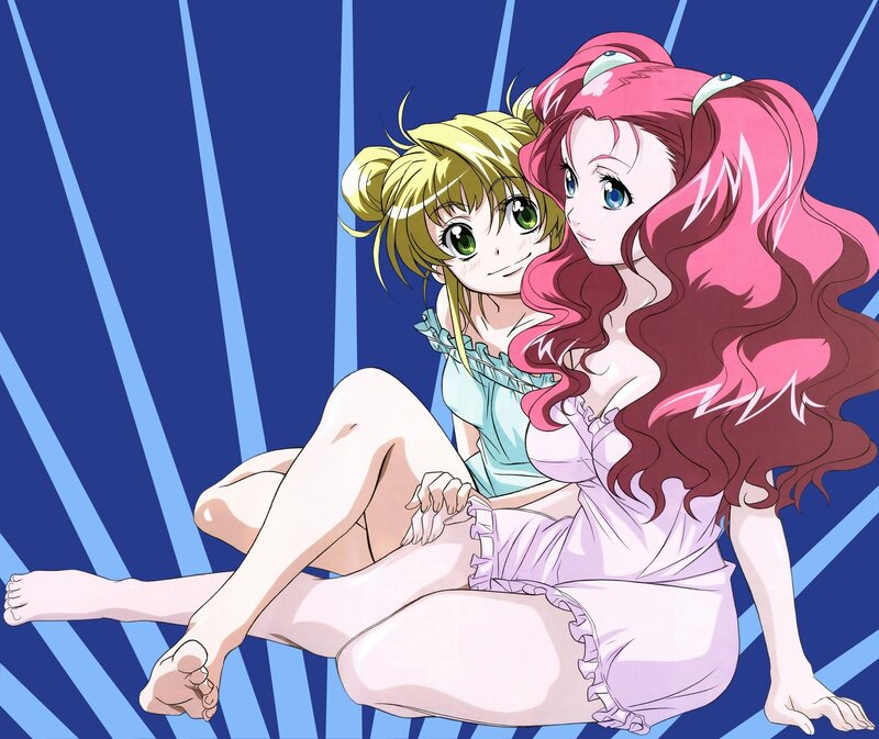 Two anime girls in pajamas