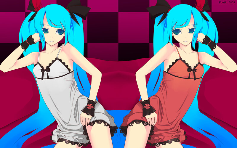 Two anime girls in pajamas