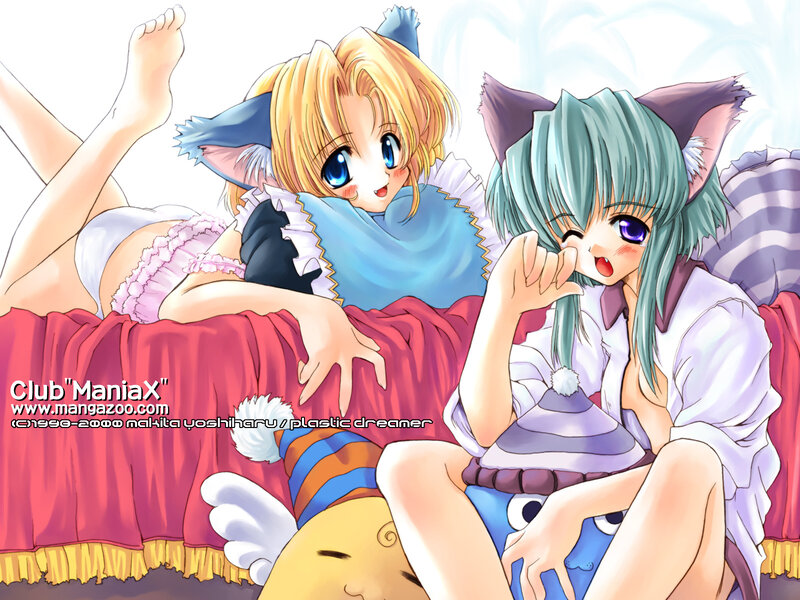 Two anime girls in pajamas