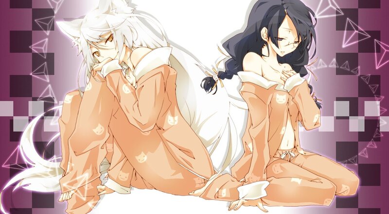 Two anime girls in pajamas