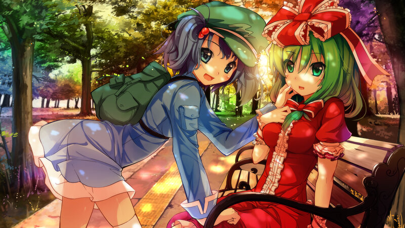 Two Anime Girls in Park — Green