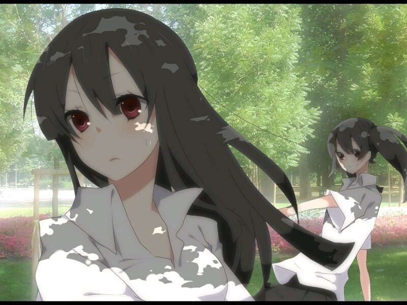 Two Anime Girls in Park