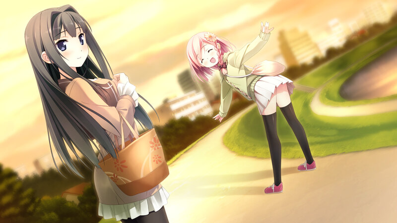 Two Anime Girls in Park — Yellow