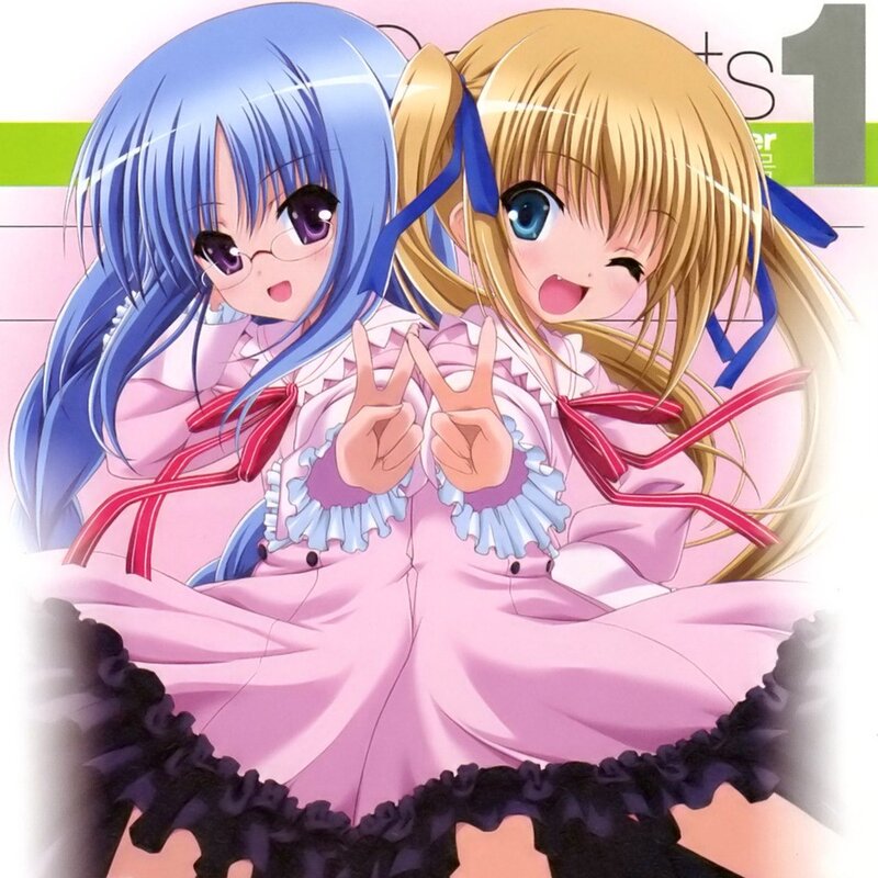 Two anime girls in pink dresses