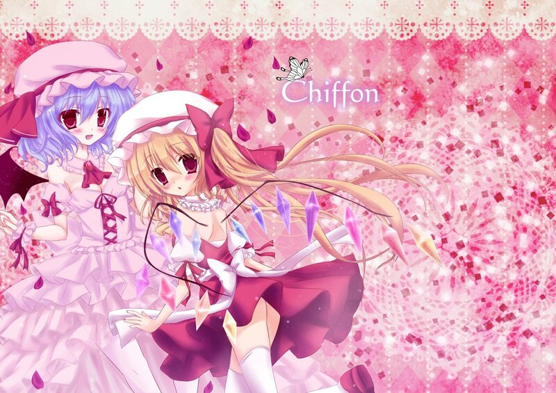 Two anime girls in pink dresses
