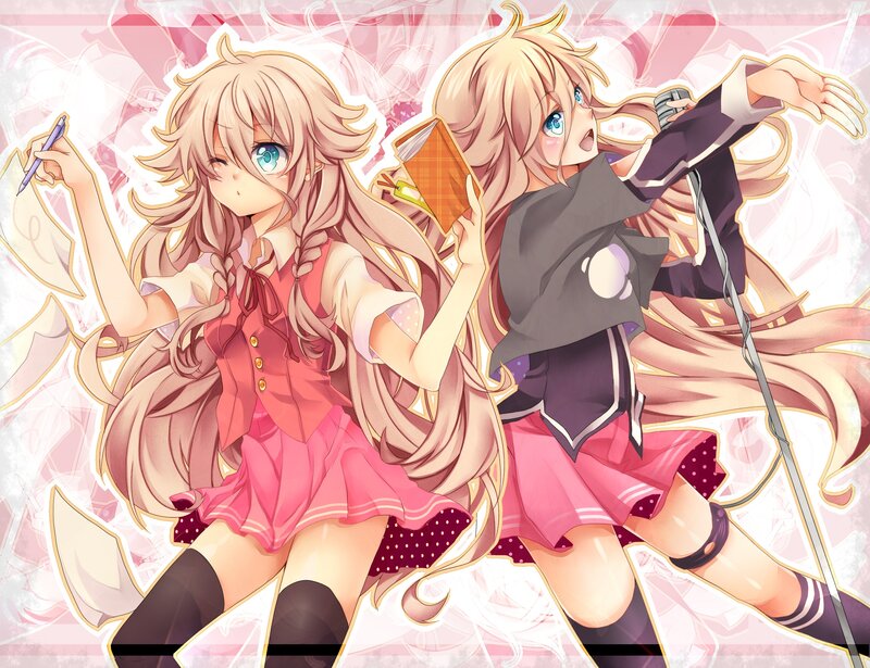 Two anime girls in pink outfits