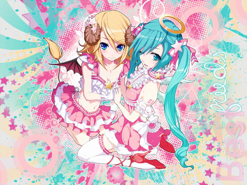 Two anime girls in pink outfits
