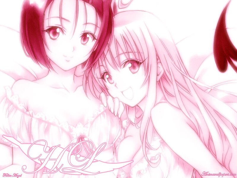 Two anime girls in pink