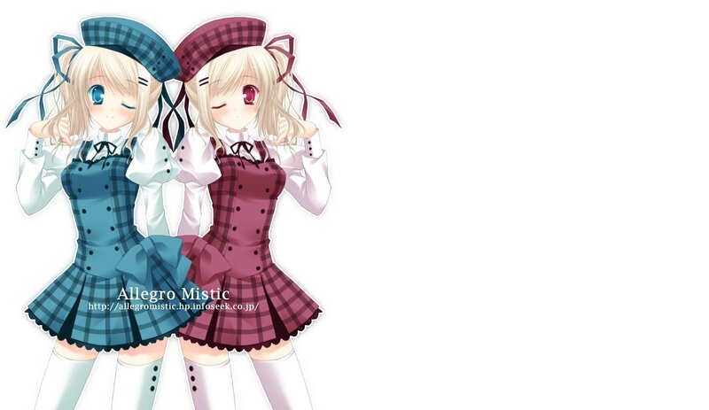Two anime girls in plaid outfits