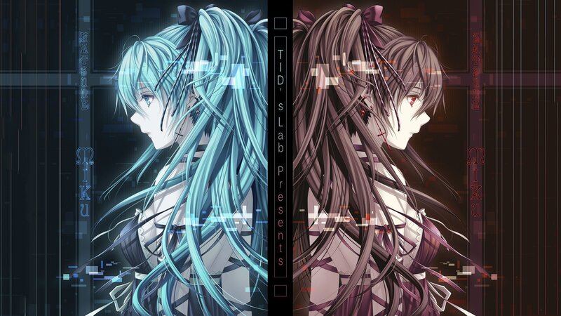 Two Anime Girls in Profile — Blue, Dramatic, Digital Art, Glitch Effect
