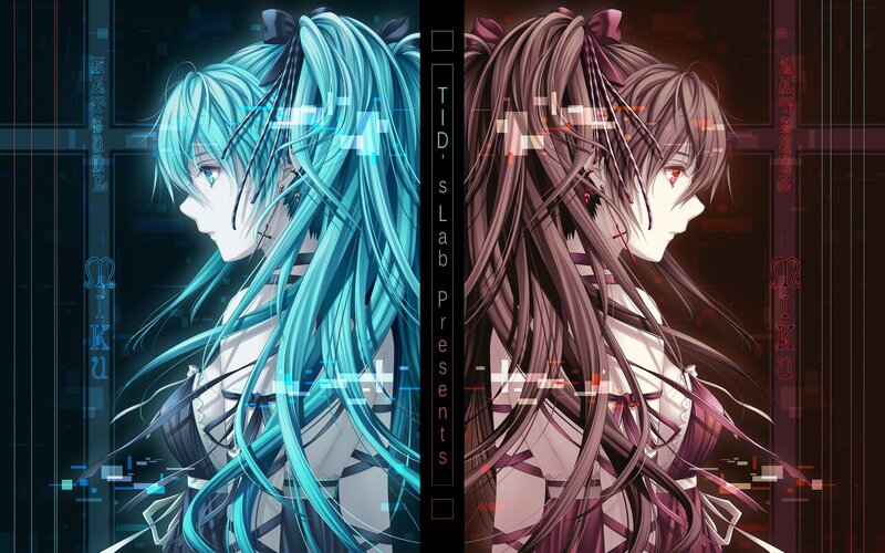 Two Anime Girls in Profile — Blue, Dramatic