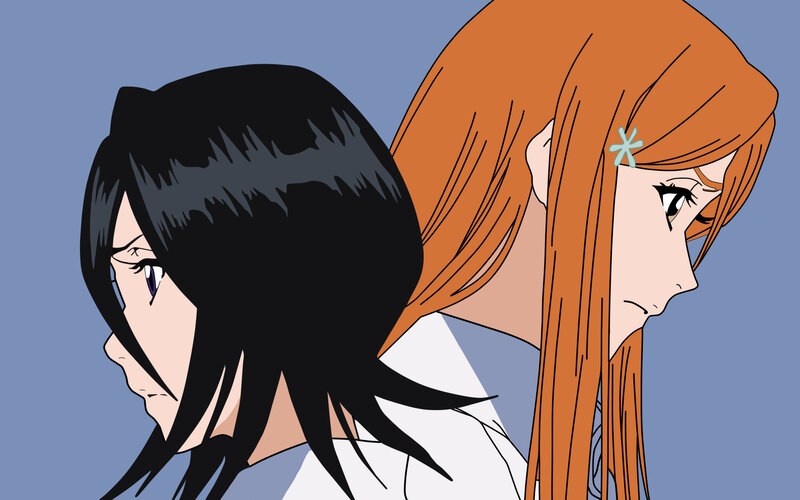 two anime girls in profile