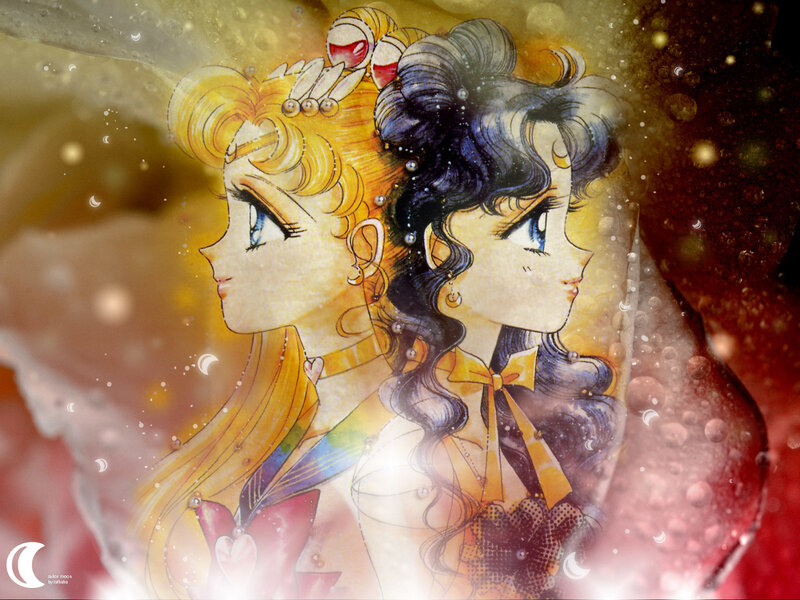 Two Anime Girls in Profile — Yellow