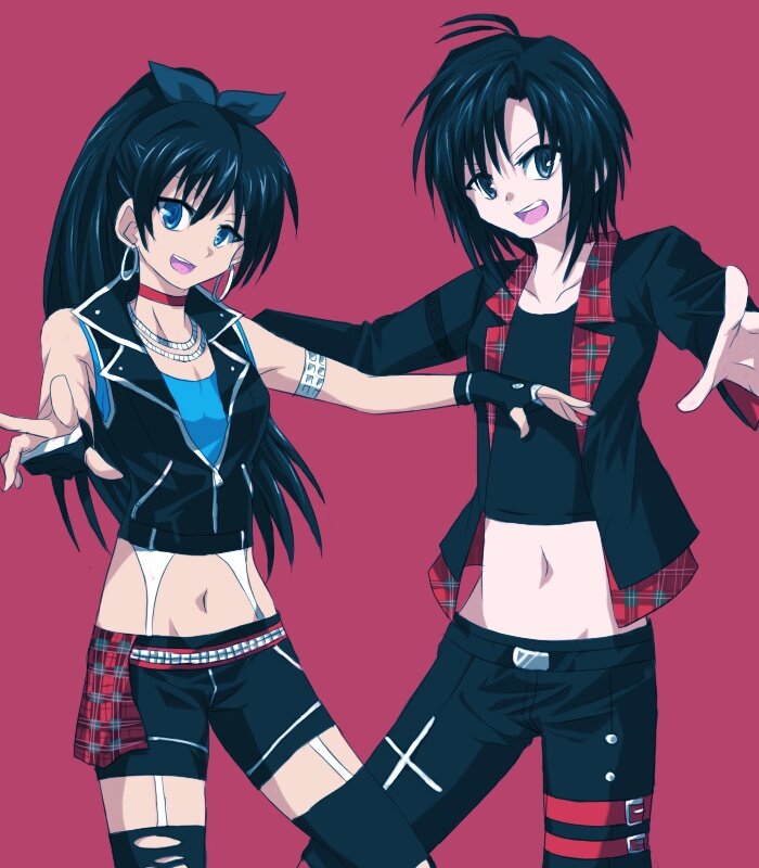 two anime girls in punk outfits