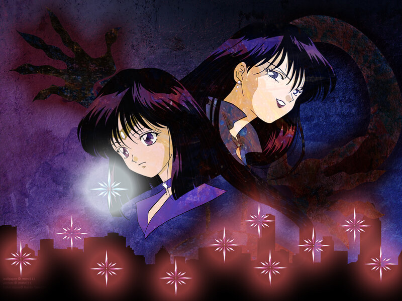 Two Anime Girls in Purple — Dramatic, Night
