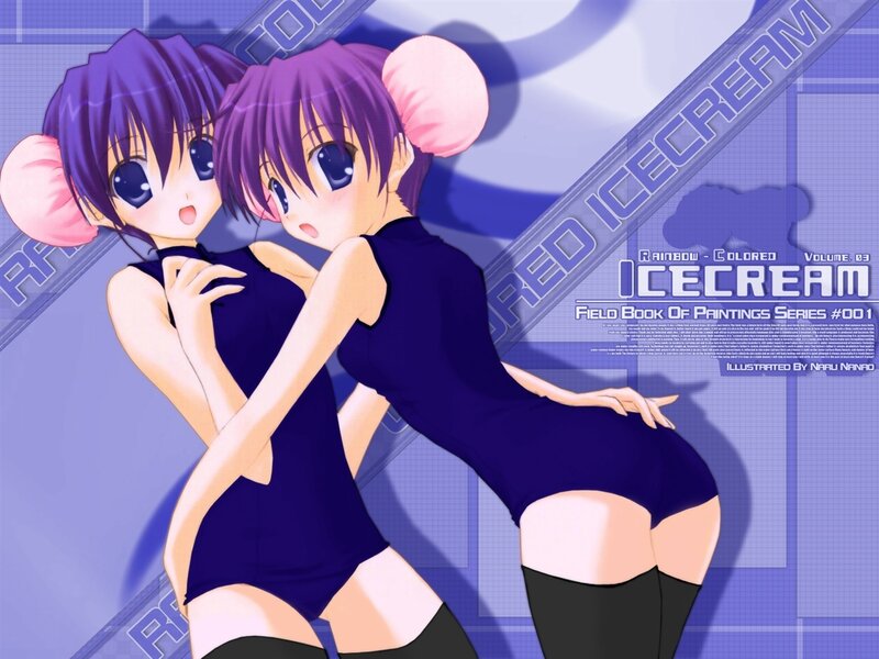 Two anime girls in purple outfits