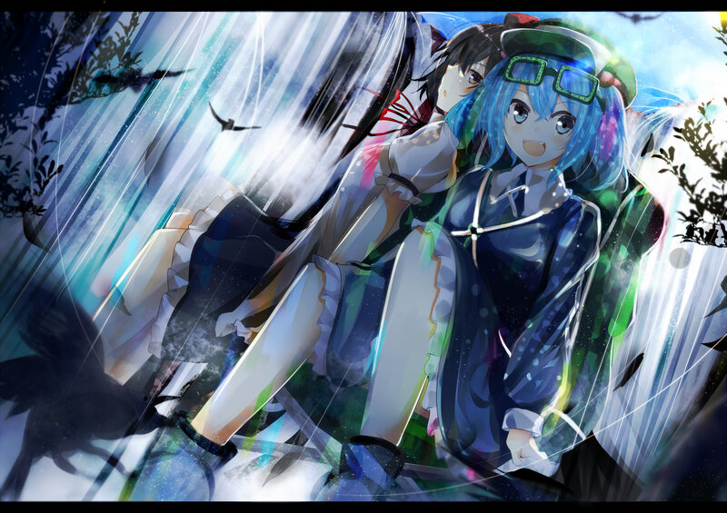 Two Anime Girls in Rain — Blue