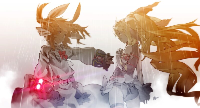 Two Anime Girls in Rain — White