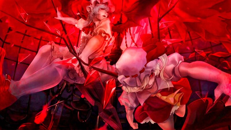 Two Anime Girls in Red — Dramatic