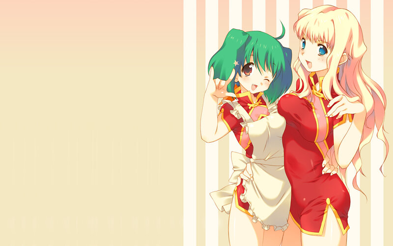 two anime girls in red outfits