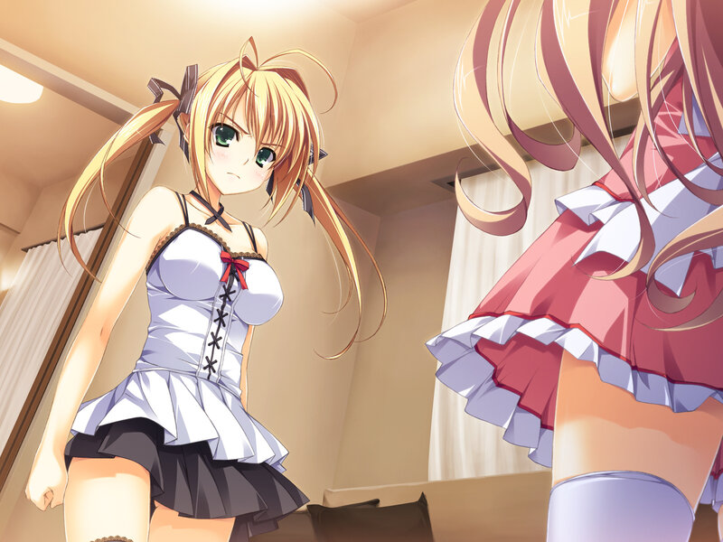 Two Anime Girls in Room — Beige