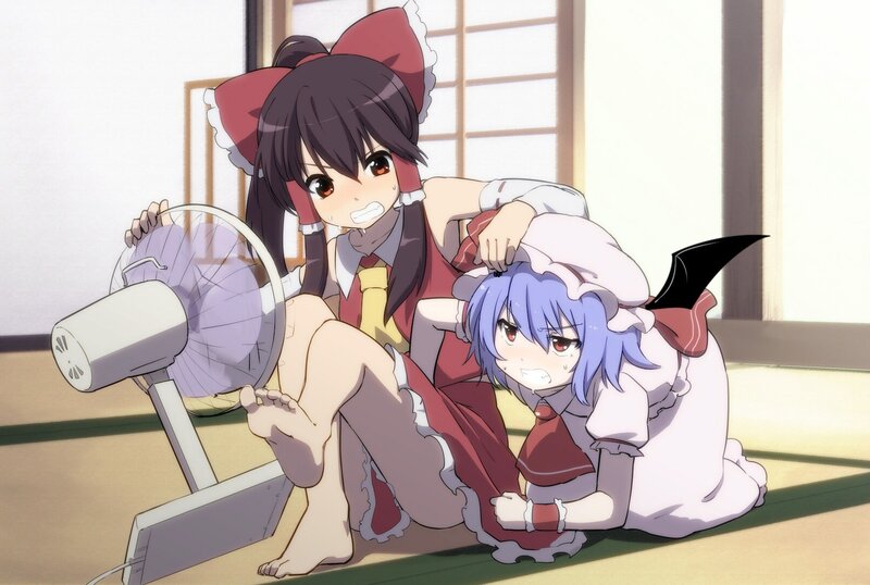 Two Anime Girls in Room — White