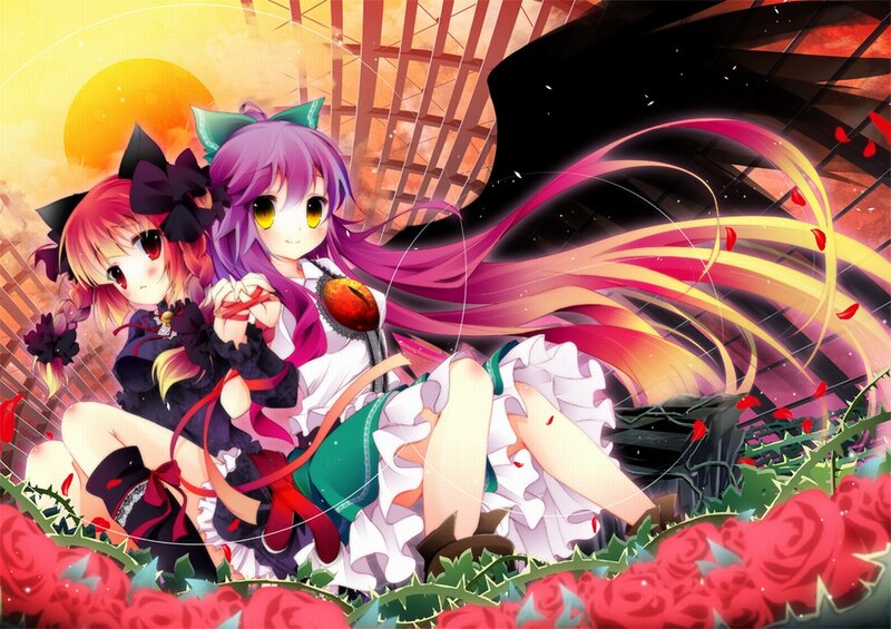 Two Anime Girls in Roses