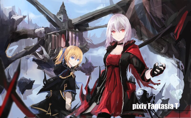 Two Anime Girls in Ruins — Red