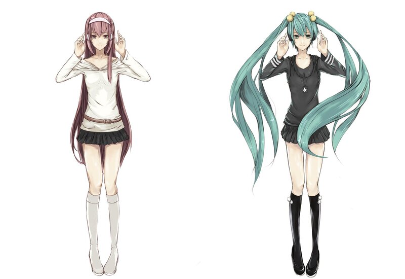 Two anime girls in school outfits