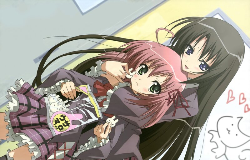 Two anime girls in school uniforms