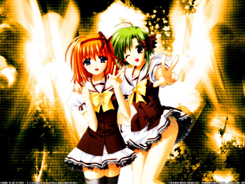 Two anime girls in school uniforms