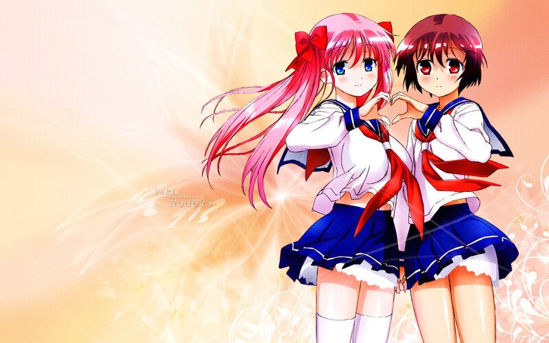 Two anime girls in school uniforms