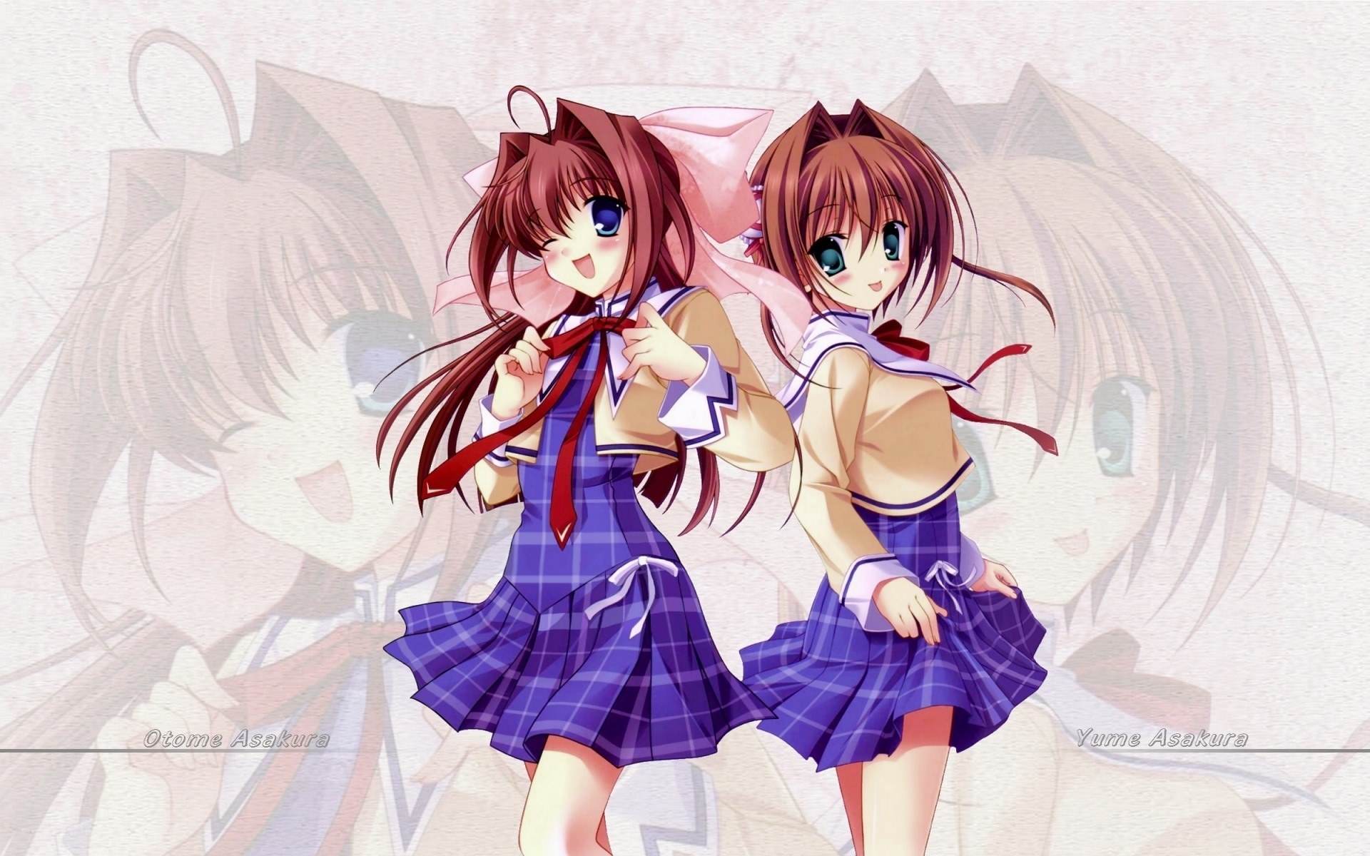 Two anime girls in school uniforms