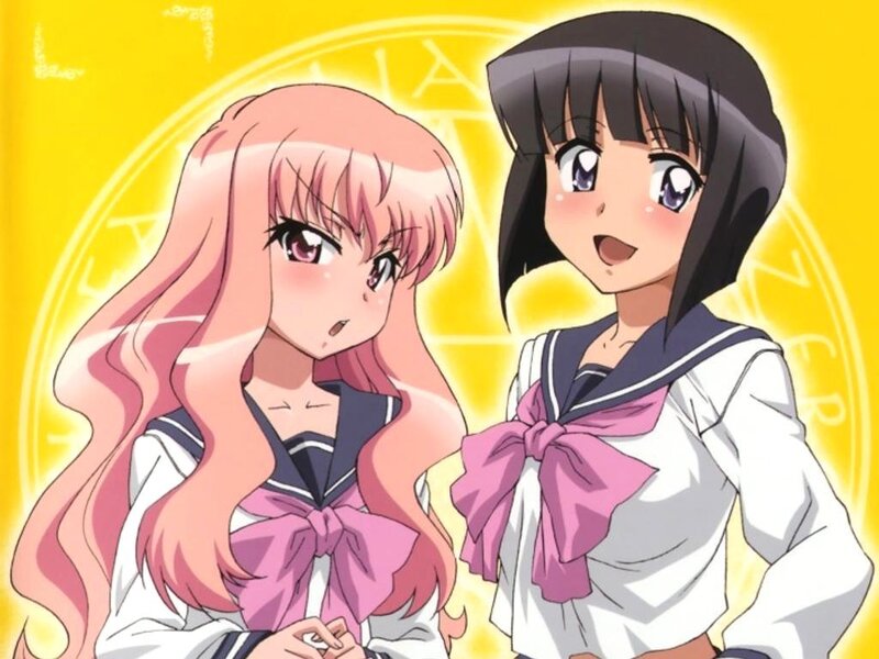 two anime girls in school uniforms