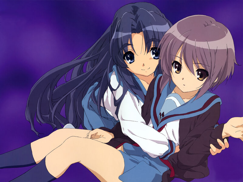 Two anime girls in school uniforms