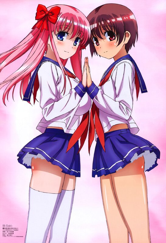 Two anime girls in school uniforms