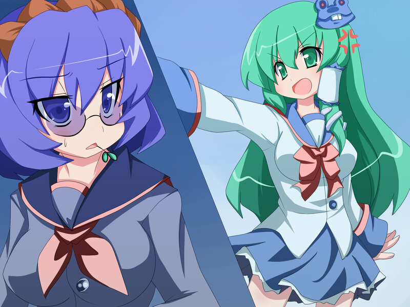 Two anime girls in school uniforms