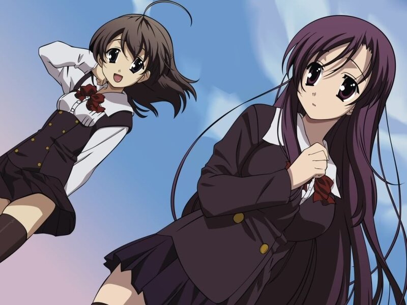 two anime girls in school uniforms