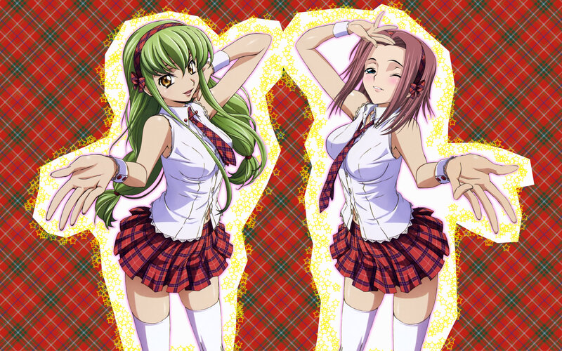 two anime girls in school uniforms