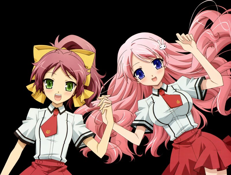 two anime girls in school uniforms