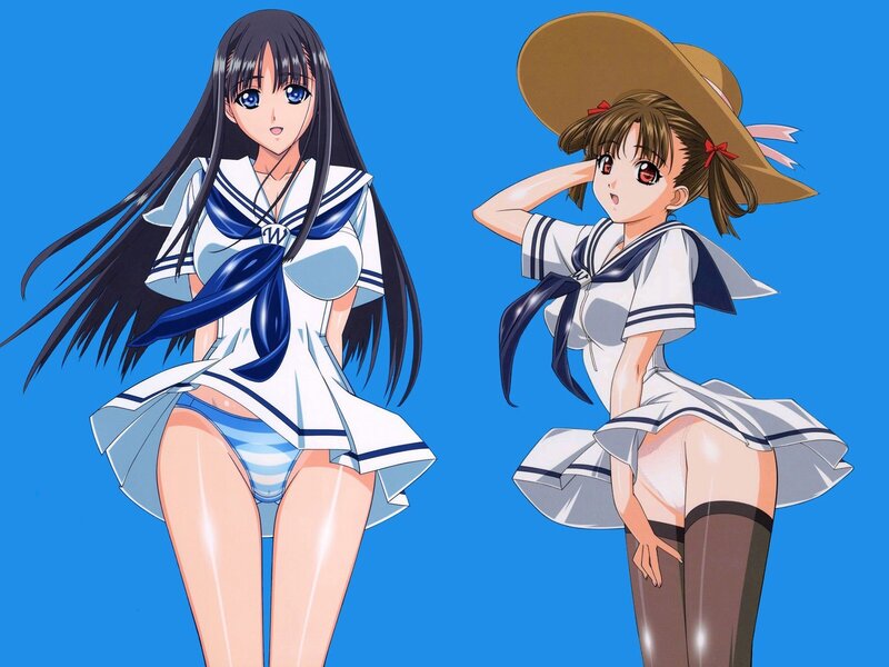 Two anime girls in school uniforms