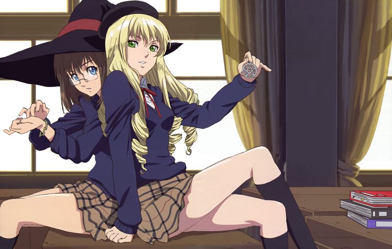 Two anime girls in school uniforms