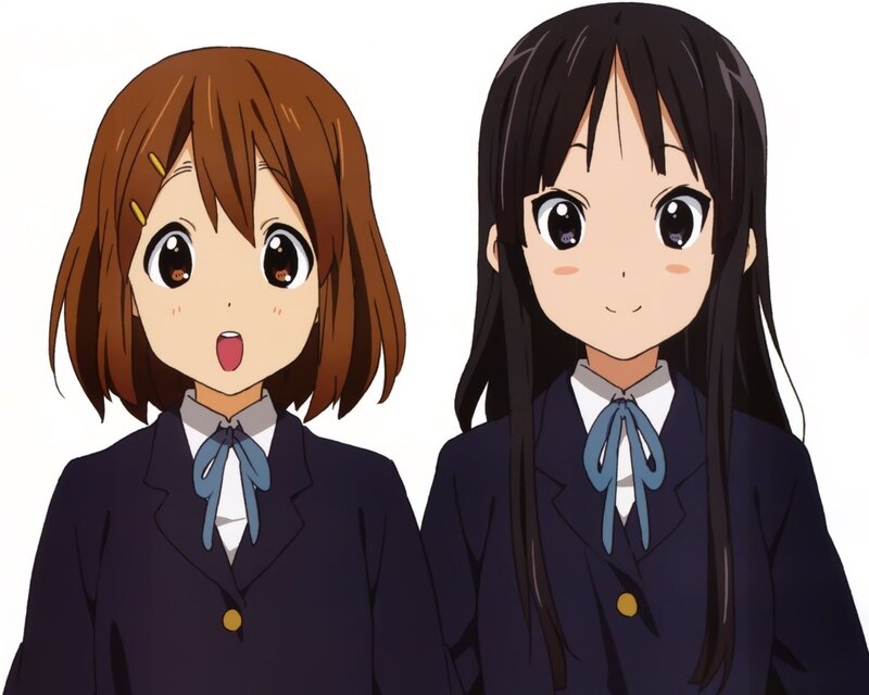 two anime girls in school uniforms