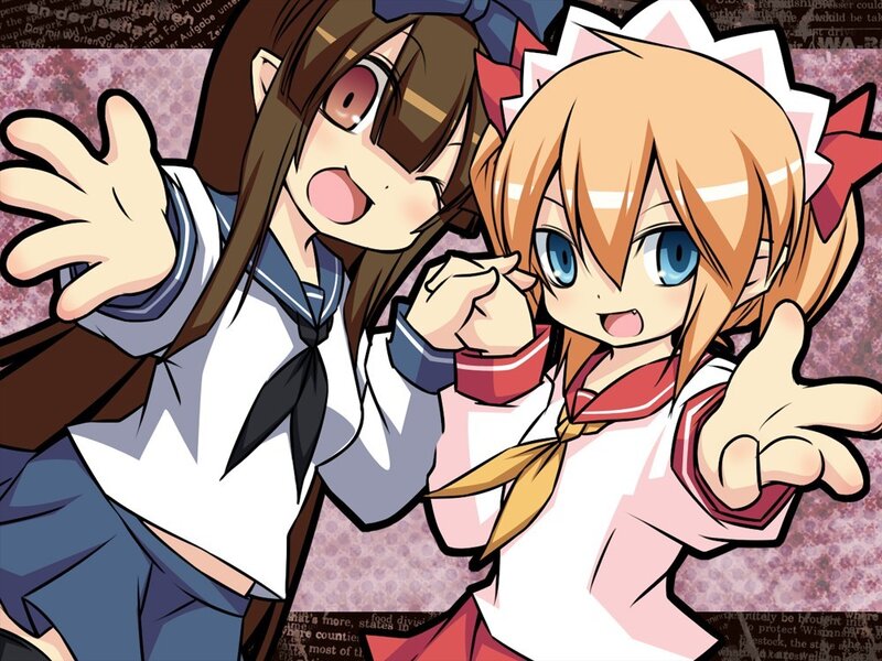 Two anime girls in school uniforms