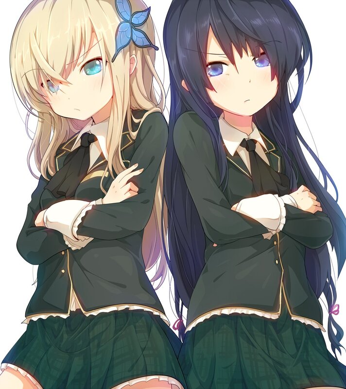 Two anime girls in school uniforms