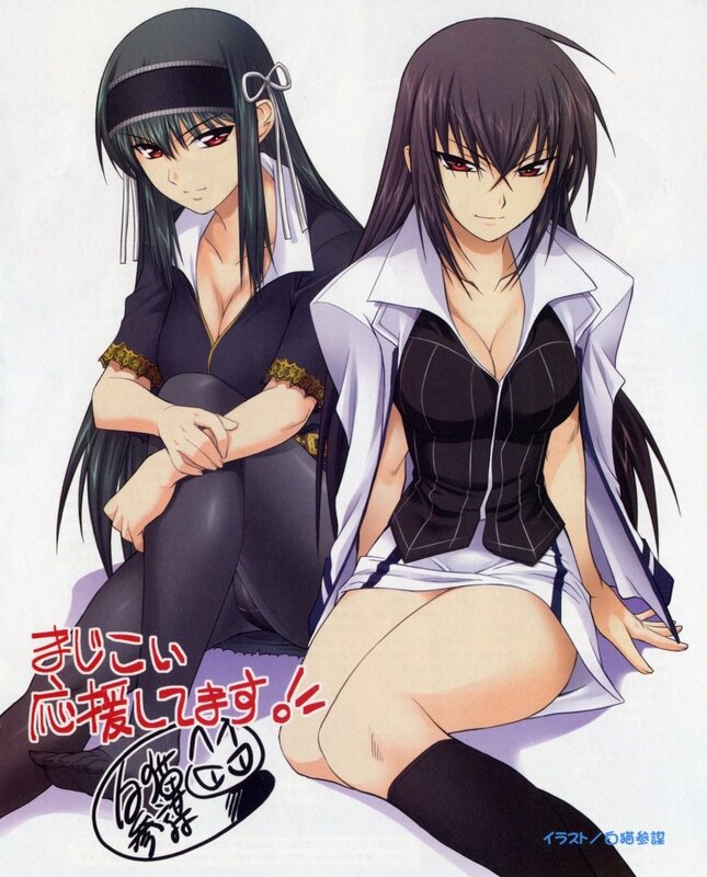 Two anime girls in school uniforms