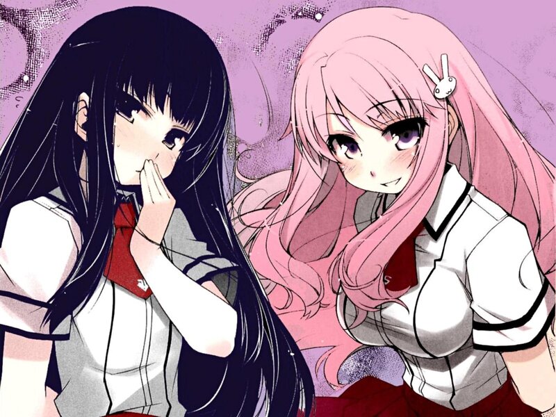 Two anime girls in school uniforms