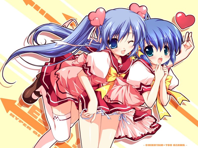 Two anime girls in school uniforms
