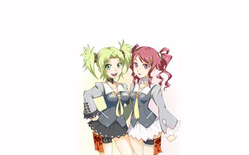 two anime girls in school uniforms