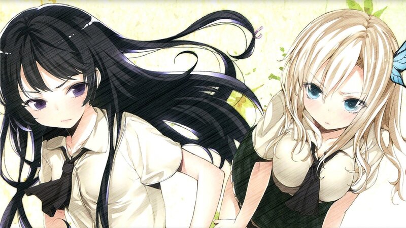 two anime girls in school uniforms